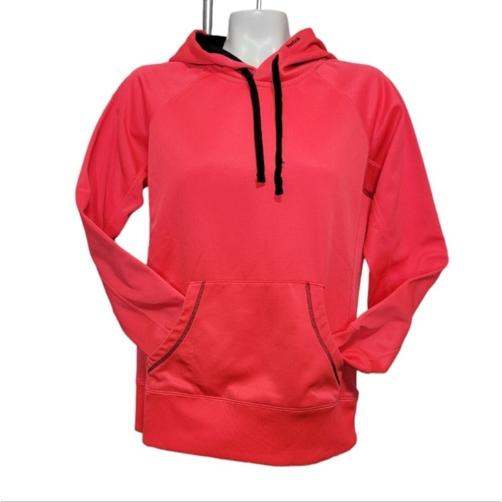 Reebok orange hoodie Top Size S coral ORANGE Casual Athletic long sleeves *